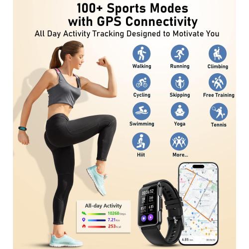 Fitness Tracker Smart Watch with 24/7 Heart Rate Blood Pressure Blood Oxygen Sleep Monitor115 Sports Modes Step Calorie Counter Pedometer IP68 Waterproof for Android and iPhone
