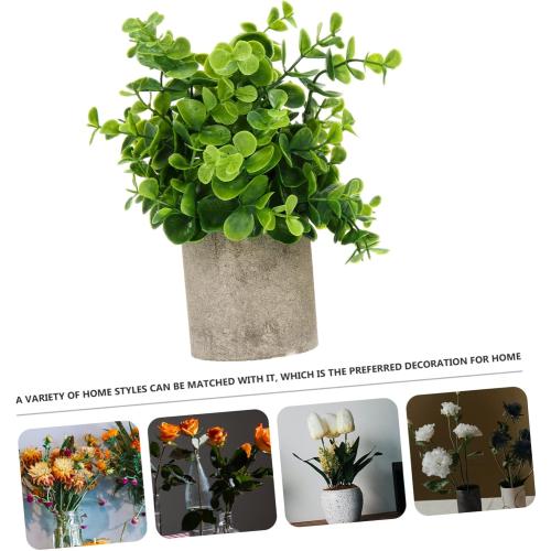 1Pc Realistic Faux Greenery Desktop Ornament Chic Potted Plant Decor for Home Office Decorative Adornment with Pulp Pot for Shelf Table Arrangement