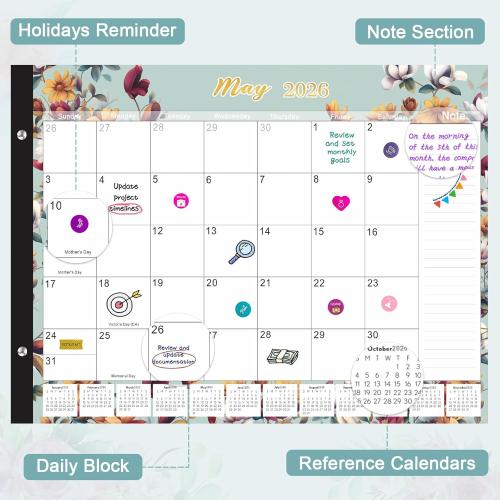 Gannyfer Desk Calendar 2026 - 18 Month Large Desk Calendar 2026-2027, Use January 2026 to June 2027, 22 x 17 Desktop Pad Calendar, Office Supplies Perfect for Planning and Organizing In Your Home, School or Office(6 Stickers Included)