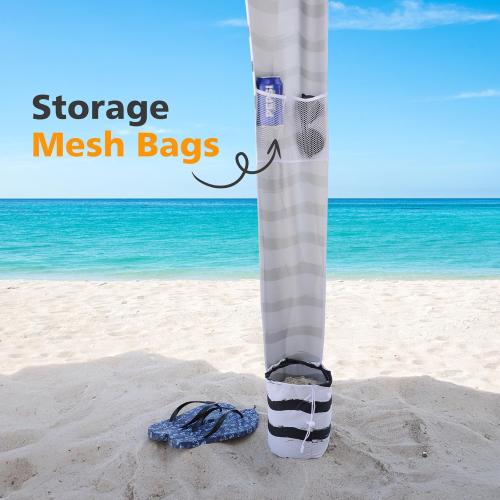 Beach Cabana - Beach Umbrella with UPF 100  UV Protection & Sunshade Curtain - Waterproof Tent - Portable Shade, Easy to Set Up, Perfect for Family & Friends, Navy Blue