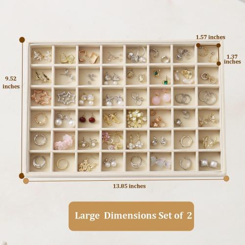 Large Velvet Jewelry Tray Display Drawer Inserts 2 Pack