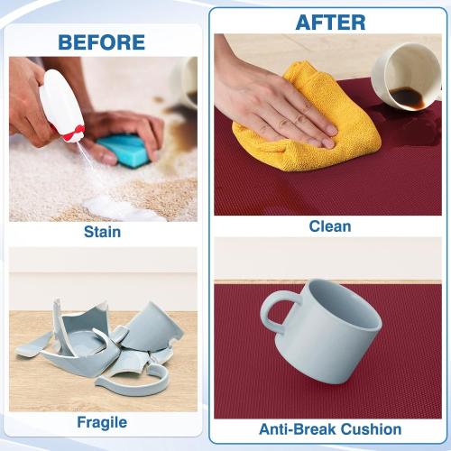 StepRite Kitchen Mats, 2PCS Kitchen Rugs, Cushioned Anti Fatigue Kitchen Mats for Floor, Non-Slip Standing Desk Mat, Waterproof Kitchen Rug Set for Kitchen, Floor, Office, 17.3x30 17.3x47, Red