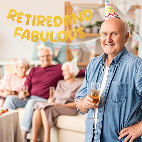 RETIREDAND FABULOUS 1 Pack Happy Retirement Banner, Retirement Decorations Congratulations Banner, Going Away Party Decorations, Congratulations, Goodbye Party Decorations