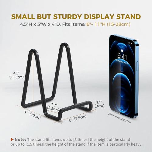 Plate Holder Easel Display Stand - 4.5 inch Metal Plate Stands for Display - Tabletop Picture Stand - Black Iron Easels for Display Pictures | Photo Frames | Book | Decorative Plates | Plaque - 1 Pack