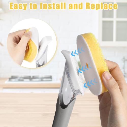 8 Packs Dish Wand Sponge Refills for Scrub Daddy Dish Daddy - Replacement Heads for Dish Sponges, Non Scratch Dish Washing Scrubbers, Ideal for Kitchen Cleaning, Yellow (Only Sponge Heads)