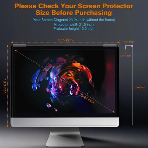 Anti Blue Light & Anti Glare Screen Protector,23-24 Inch Monitor Screen Protector for Eyes Strain,Hanging Computer Screen Blue Light Blocker for LCD TV PC Monitors(1 Pack: 23-24 Diagonal)