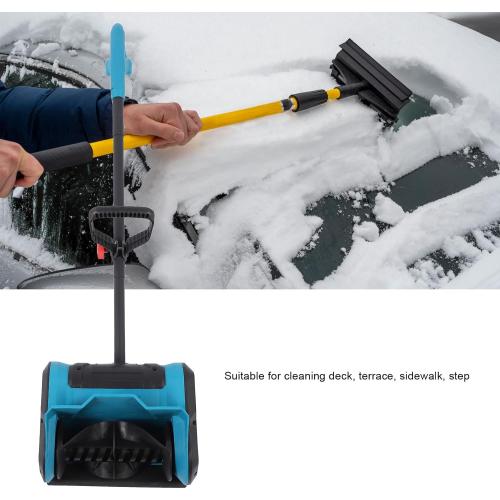 Electric Snow Blower, Cordless Snow Removal Shovel, 600W Brushed with Leaves for Deck Terrace Sidewalk Step, Battery Powered Snow Blower for Effortless Snow Clearing