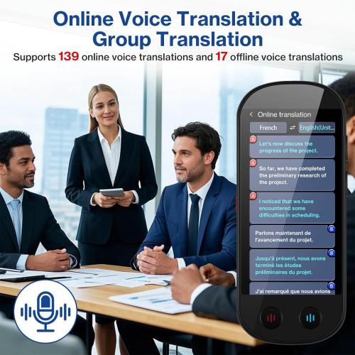Language Translator Device, Real-Time 2-Way VoiceTranslation in 139 Languages, Support Offline Mode and Photo Translation, Handheld AI Translator for Travel, Study