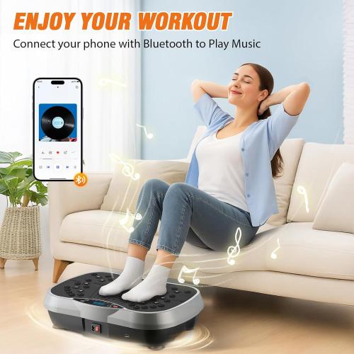 ALSO GO Vibration Plate Exercise Machine for Lymphatic Drainage, 10 Preset Modes & 200-Level Vibrating Platform Machine for Weight Loss/Body Workout, Home Gym Fitness Shake Plate with Resistance Bands