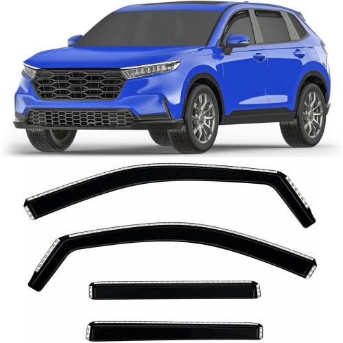 2023-2026 in-Channel Rain Guards for Honda CR-V Side Window Visor Deflectors CRV LX EX EX-L Sport Hybrid Sport Touring Durable Tinted Shades 2024 2025