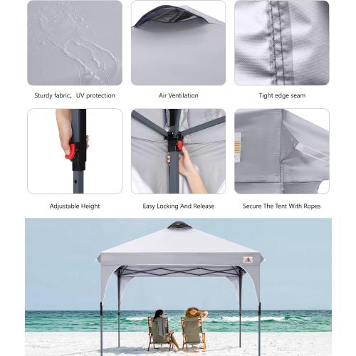 Size 10x10 Color Grey ABCCANOPY Outdoor Pop up Canopy Tent, 10x10 Instant Portable Canopy for Camping, Beach, Backyard,Gray