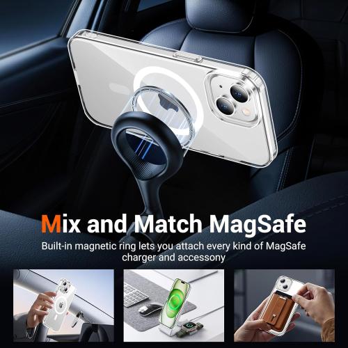 Temdan for iPhone 15 Case Clear, [Compatible with Magsafe][Anti-Yellowing][Military-Grade Protection] Shockproof Slim Phone Sleeve Case for iPhone 15, Clear