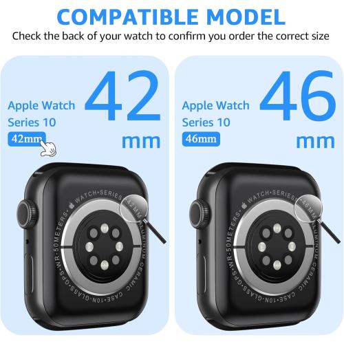 Compatible for Apple Watch Series11/Series 10 Screen Protector 42mm, Tempered Glass Full Coverage Bubble Free HD Film for iWatch Seires 10 42mm - 2 Pack