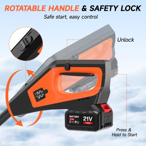 16 Cordless Snow Shovel, 3000mAh Battery Snow Blower, Lightweight Power Snow Thrower for Driveways & Sidewalks, Winter Snow Removal with Charger & 2 * 21V Batteries