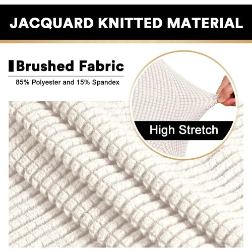 PrinceDeco Stretch Loveseat Sofa Cover Slipcover Couch Cover for 2 Cushion Sofa Washable Sofa Cover for Pets Friendly Furniture Protector Covers with Non Slip Bottom(Loveseat, Ivory)