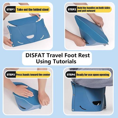 Travel Foot Rest for Airplane,Airplane Foot Rest,Portable Folding Under Desk Foot Stool,Relieves Back & Knee Pain,Comfortable for Long Flights,Cars,Trains,Ultralight Mini (Dark Blue)