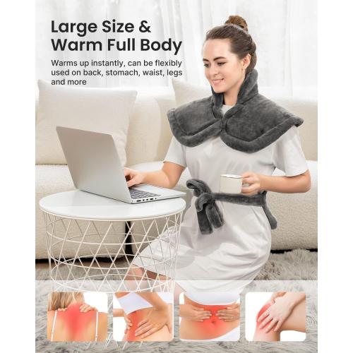 RENPHO Electric Heating Pad - 6 Heat Levels for Neck, Shoulder, and Back, Weighted Pad for Snug Fit - Machine Washable, ETL Safety Certified for Cold Nights and Winter, FSA Eligible