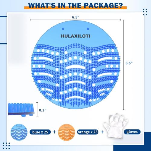 Urinal Screen Deodorizer(50 pack), Anti-Splash Urinal Screens Cakes with Long-Lasting Fragrance for Men Toilet Bathroom Airport Office Mall Hotel (25 Blue, 25 Orange)