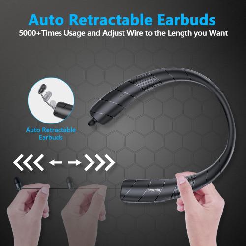 Neckband Bluetooth Headphones Speaker 2 in 1，Wireless Wearable Speaker with Retractable Earbuds, 3D Stereo Sound, Portable Speaker and Headset w/Bulit in Mic for Home, Office and Outdoors
