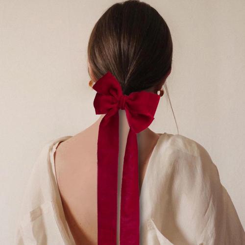 Red Velvet Ribbon for Christmas Tree - 1 1/2 inch Wide Handmade Fringe Fabric Ribbons for Gift Wrapping, Baby Shower, Flower Bouquet