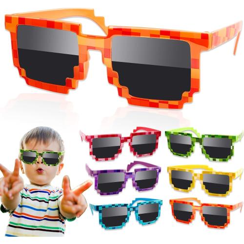 Pixel Sunglasses 12 Pairs Colorful Glasses for Kids and Adults, Party Favors for Birthdays and Game Events
