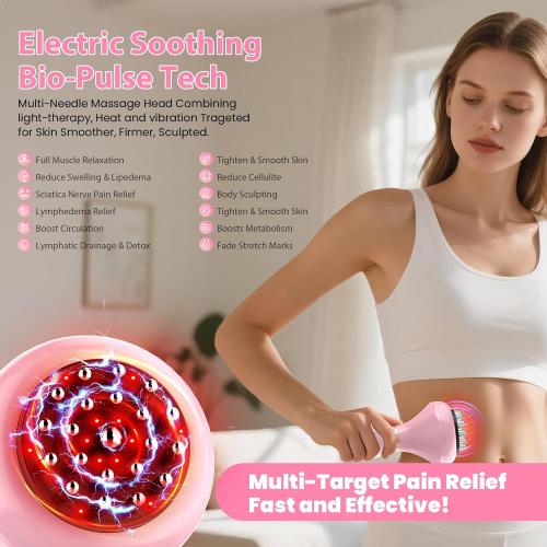 Lymphatic Drainage Massager, Handheld Massage tools for lymphedema & lipedema, Anti-Cellulite Massager For Body Cellulite and Thigh & Belly Stretch Marks Reduction, Sciatica Nerve pain relief Devices