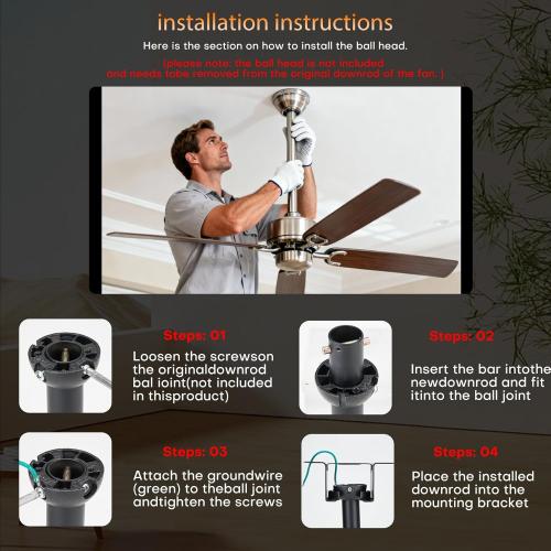 Ruiyang 48 inch Ceiling Fan Downrod with Extension Cord,4 FT Downrod for Ceiling Fan,1 inch Outside Diameter,Ceiling Boom Suitable for a Wide Range of Fans (White,Not Threaded)