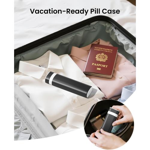 Weekly Pill Organizer 7 Day, Daily Pill Box, Travel Pill Case, Cute Pill Holder, Drawer-Shaped Medicine Box to Hold Vitamins, Medicines, Supplements, Pills Organizer(Black)