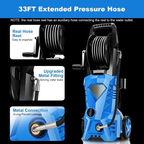 4200 PSI Electric Pressure Washer 2.8 GPM High Power Washer with 4 Pressure Nozzle and Foam Cannon, powerwashers for Home, Car Washing, Fence Cleaning, Patio, Blue