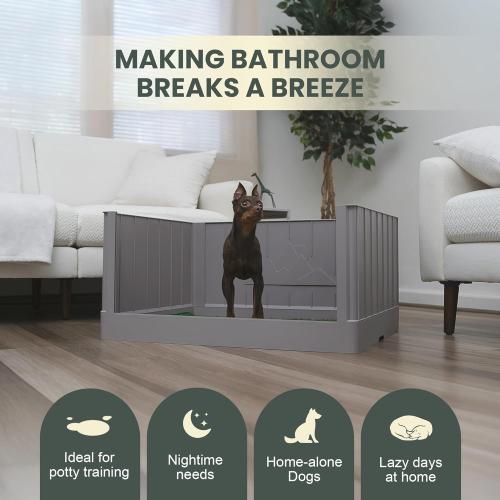Dog Grass Pad with Tray, Indoor Dog Potty, Litter Box with High Walls, Artificial Grass for Dogs, Pee Pad Holder, Potty Training Tray with Reusable Turf Patch, for Apartments & Balconies