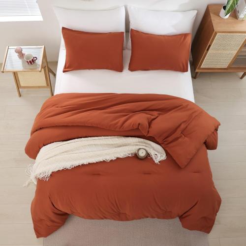 Queen Comforter Set Burnt Orange 68x88