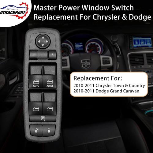 Master Power Window Switch | 3 PINS   0 PINS Check Required | Replacement for 2010 – 2011 Chrysler Town & Country Dodge Grand Caravan | Replaces# 04602535AH, 04602535AI