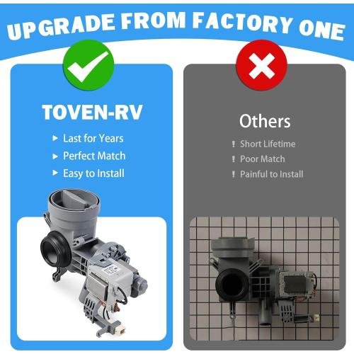 WPW10605427 Washer Drain Pump Replacement for Whirlpool, Maytag, Amana, Crosley Washing Machine - Fits W10605427, W10425238, W10918044, W10799065, AP6023357, PS11756700, PS11754613