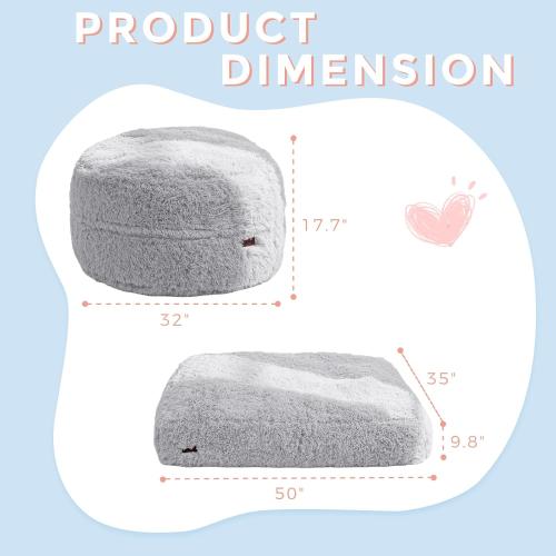 Grey MAXYOYO Bean Bag Chair Bed for Kids, Plush Convertible Bean Bag Folds from Lazy Chair to Floor Mattress Bed, Stuffed Floor Sofa Couch for Boys and Girls, Machine Washable