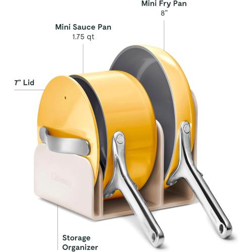 Caraway Mini Cookware Set - Non-Stick Ceramic Fry Pan (1.05 qt, 8) & Sauce Pan (1.75 qt) - Non Toxic, PTFE & PFOA Free - Oven Safe & Stovetop Agnostic (Gas, Electric & Induction) - Marigold