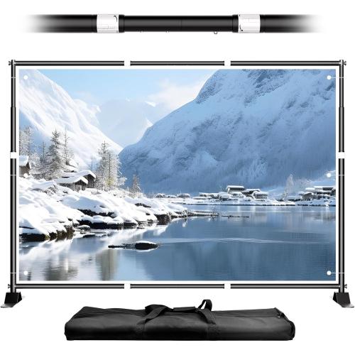 Size 10 x 8FT Backdrop Banner Stand, Heavy Duty Adjustable Photo Background Support Frame Kit, Step and Repeat Stand for Photo Booth, Parties, Exhibition, Trade Show, Wedding