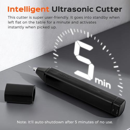 Bonvoisin Ultrasonic Cutter Knife Crodless Handheld 30W 40KHz with Rechargeable Battery, 50 Replacement Blades for Plastic, Acrylic, Carbon Fiber Sheets, Thin Circuit Boards, 3D Printed Models