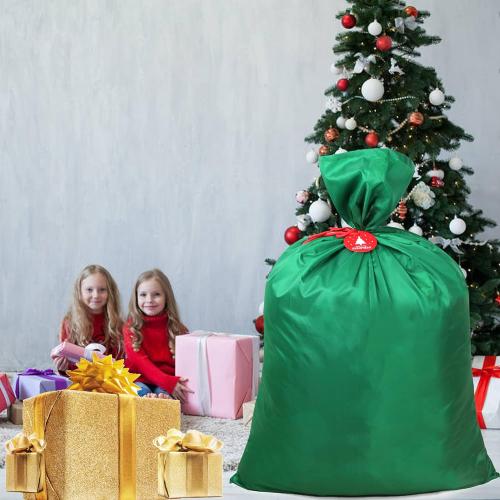 BeeGreen Giant Santa Sack Bag, Extra Large 56 H x 40 W for Huge Christmas Gifts, Reusable Fabric Gift Bags with Name Tag Card and Rope for Christmas
