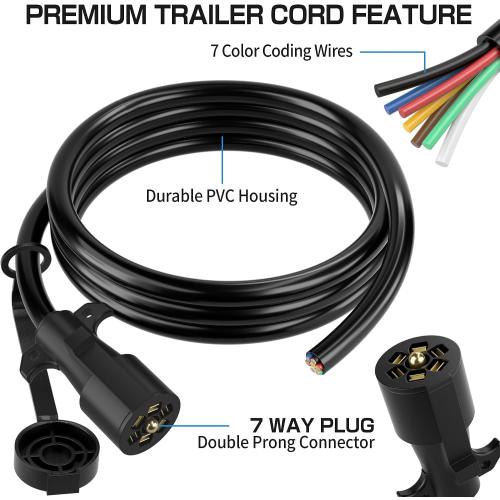 Deluwire 4FT 7 Pin Trailer Plug, Heavy Duty Trailer Wiring Harness