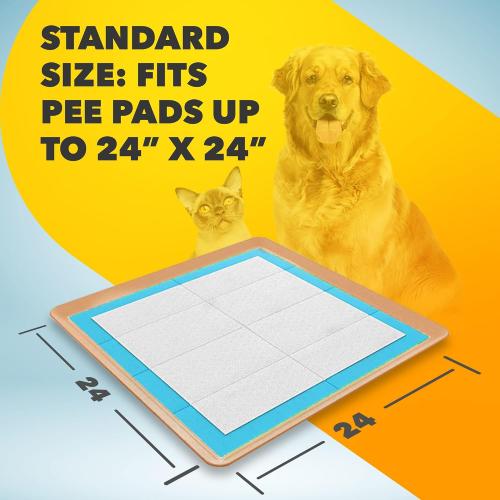 ‼️has mild stains‼️Skywin TidyFriend Travel Friendly Dog Pee Pad Holder Fits Up to 24” x 24” Wee Wee Pee Pads - Flexible Rollable Silicone Mat with Soft Edge - Quick Wipe & Potable Dog Pad Holder (Beige) | Stable Grip, Raised Edges, Quick-Wipe Silicone Surface Dog Potty Tray Holder for Indoor Flooring Protection