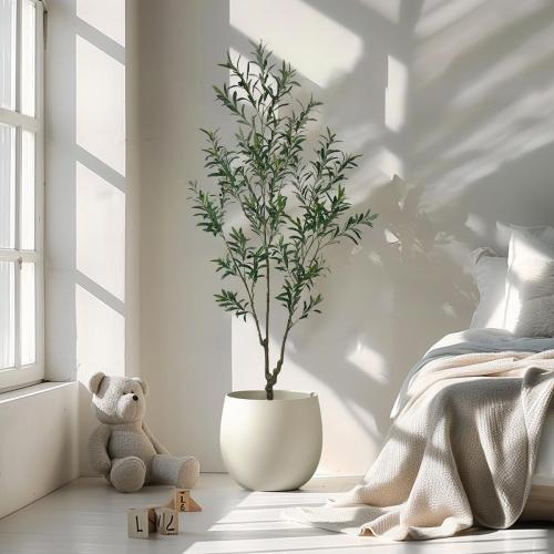 Artificial Olive Tree, 7 ft Tall, for Home Decor, Living Room, Dining Room, Bedroom, Office