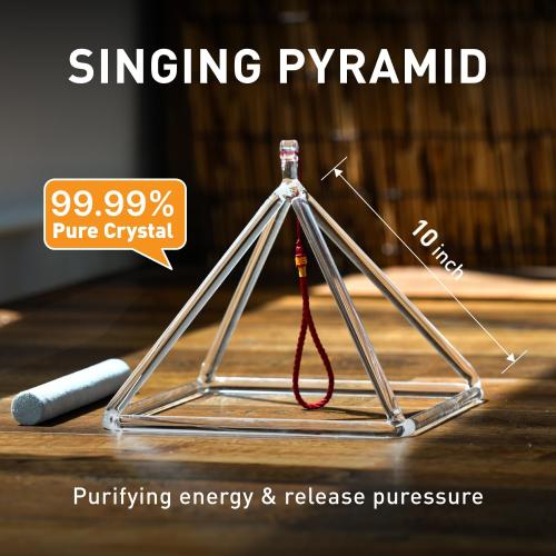 CVNC Quartz Crystal Singing Pyramid 10 Inch | Quartz Singing Pyramid Healing Musical Instrument   Carry Case Bag Powerful Energy