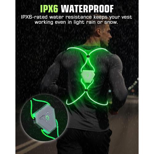 Zacro Reflective Running Vest 11 Light Modes 360°High Visibility Light up Running Vest for Cycling, Dog Walking, Rechargeable & Adjustable Illuminated Night Safety Reflective Gear Women & Men