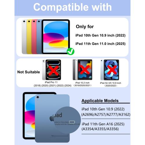 Touchpad Keyboard Case for iPad (A16) 11th 10th Generation, 360 Rotation Cover with Pencil Holder Wireless Backlit Detachable Keypad for iPad 11 inch 2025/10 Gen 10.9 2022 Black