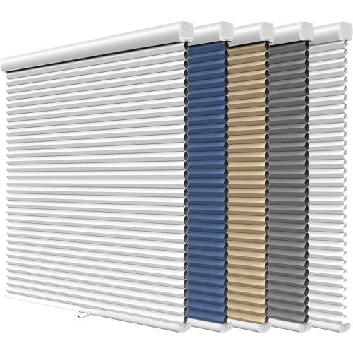 Color Grey Grandekor Cellular Shades Cordless, Honeycomb Blinds Blackout Thermal Insulated, Pull Down Window Shade for Bedroom, Easy Lift & Lower Room Darkening Blinds, White-White