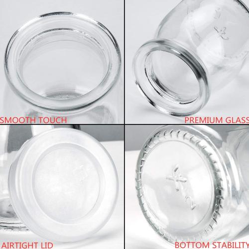 Encheng 8 oz Clear Glass Jars With Lids,Yogurt Container With Lids(PE),Replacement Pudding Jars Yogurt Jar,Glass Container With Twine n Tag For Milk,Jams,Jelly,Mousse,Dishwaresafe 20 Pack
