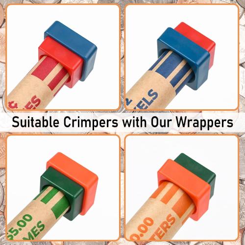 THEBLUETOUCH 512 Assorted Preformed Coin Wrappers with Coin Roll Crimpers