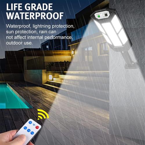 IMEISH Super Bright Jumbo Solar LED Lamp, 2023 New Solar Street Light with Remote, 3 Lighting Modes,Solar Flood Lights Outdoor ， IP65 Weatherproof Design for Garden Yard Parking Lot