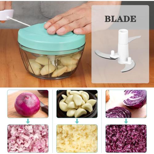 Cambom Manual Food Chopper Vegetable Cutter, Hand String Vegetable Chopper Onions Cutter for Vegetable Fruits Nuts BPA Free Food Safe Material, 550ml Clear