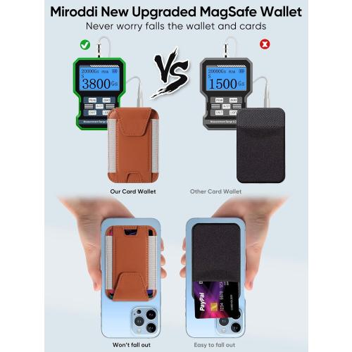 Miroddi for MagSafe Wallet with Privacy Flap, Strongest Magnetic Card Holder for iPhone 17/16/15/14/13/12 Series, Leather Magnetic Phone Wallet, Fit 7 Cards, RFID Blocking, No More Falling, Brown